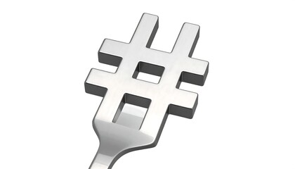 Obraz premium A close-up, studio-style photograph presents a metallic hashtag symbol, a familiar digital representation