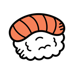 Simple Sushi Illustration with Salmon Topping on White Rice Against Transparent Background Japanese Food Concept