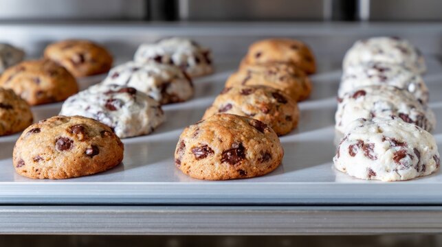 Golden chocolate chip cookies align in scrumptious symmetry, invoking Bakewell Day delights and sweet-toothed solstice celebrations