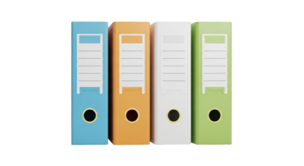 Isolated office files for storing documents or organizing data, binders set of four items