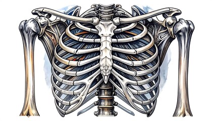 Anatomical illustration of the human rib cage