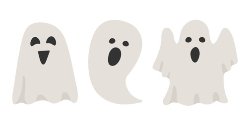Obraz premium Ghost. Set of ghosts. Vector flat cartoon clip art isolated on white background.