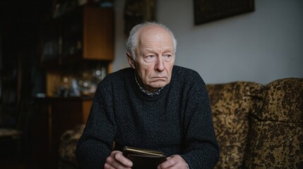 Elderly Caucasian man ponders life's tapestry during World Elder Abuse Awareness Day, embracing silent resilience and reflective solitude