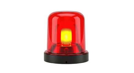 Isolated red rotating light emits light, often used by emergency services, high detail, indoors
