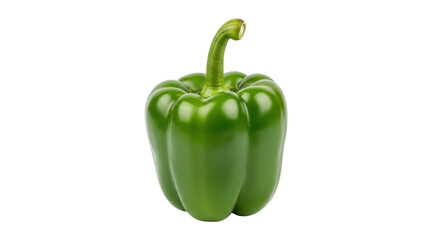 Isolated green bell pepper on a plain background, vibrant color, fresh vegetable ingredient