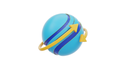 Isolated Globe with Orbit Arrow 3D Render for International Business Connectivity Services