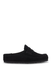 Black leather shoes and isolated athletic sports footwear