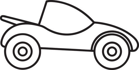 Simple Black and White Line Art Illustration of a Convertible Sports Car