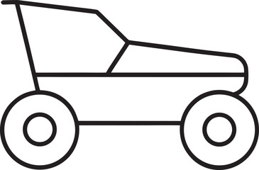 Simple Line Art Icon of a Lawn Mower on a White Background