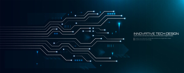 Futuristic Digital Circuit Design with Glowing Lines, Arrows, and Data Flow