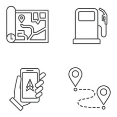 Vector art of navigation and travel icons isolated on white