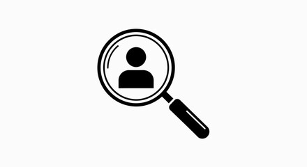 Silhouette of a person under a magnifying glass, representing search or investigation.