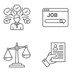 Vector art of icons for job search and legal matters