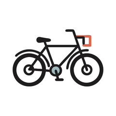 Obraz premium Vector art of a simple, stylized illustration of a bicycle with a basket on the handlebars