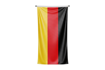 Vertical Hanging German Flag on Pole Isolated on White