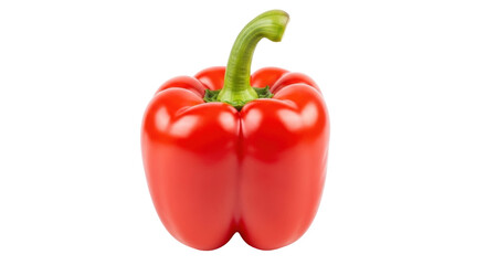 Isolated red bell pepper, sweet and shiny, with a green stem, vegetable, studio shot