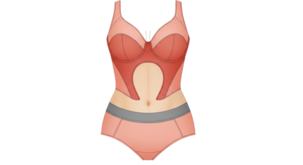 Isolated Illustration of a Modern Woman's Bodysuit Lingerie With a Red and Gray Design