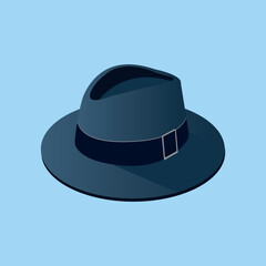 Navy Blue Fedora Hat Vector Illustration