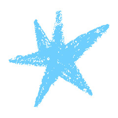 Blue hand drawn star vector illustration with charcoal texture. Grunge style burst on transparent background. Great for stickers, clip art, and creative graphic design