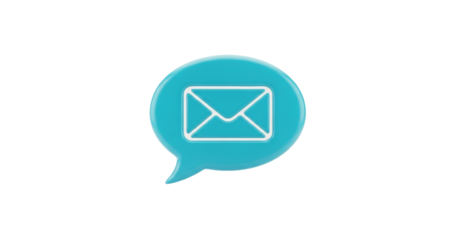 Isolated aqua speech bubble featuring envelope icon symbolizing message, chat, email, communication - Powered by Adobe