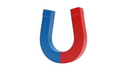 Isolated U-shaped magnet used for attracting ferrous metals in static magnetic fields