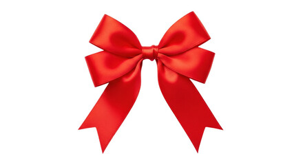 Isolated festive red ribbon bow for gift wrapping and decorations, present embellishment