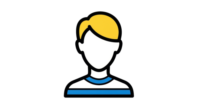 Isolated avatar of boy with blond hair wearing shirt with blue stripes for social media