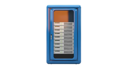 Isolated server rack with data center servers for Internet networking, computing, hosting