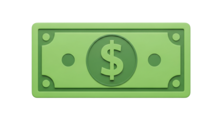 Isolated representation of a dollar bill, financial concept for payment, shopping and investing