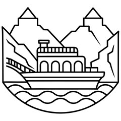 Fototapeta premium Yangtze Three Gorges line art vector