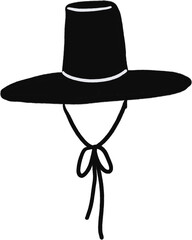 Korean Traditional Gat Hat Illustration – Minimal Hanbok Art