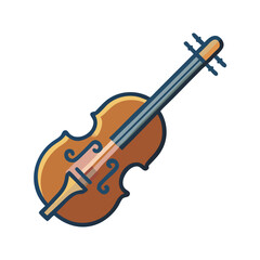Fototapeta premium Vector art of a stylized, flat icon of a violin with a blue neck and strings, isolated on a, representing musicality
