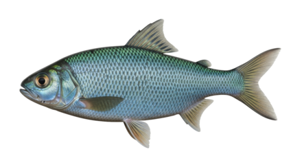 Isolated Freshwater Roach Fish Showing Scales, Fins and Tail, Animal Aquatic Swimming