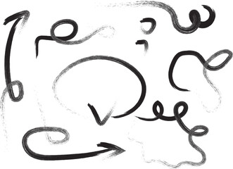 Hand drawn grunge arrows and swashes on white background vector illustration