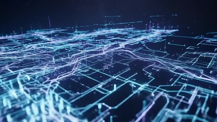 Abstract digital network visualization of data flow and technology. - Powered by Adobe