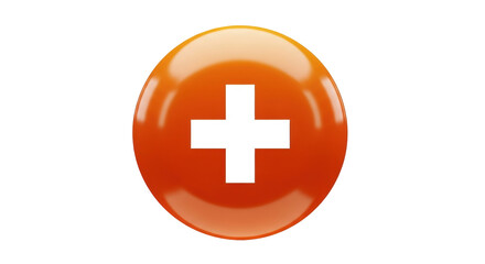 Isolated Orange Circle with a Plus Sign Symbol, Medical Concept, Health Symbol, Health Care