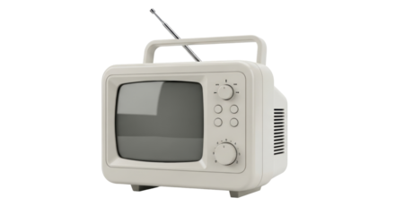 Isolated beige retro TV with antenna and vintage style, classic technology and television