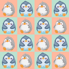  Penguins pattern, wallpaper