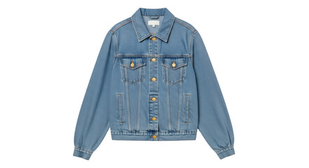 Isolated denim jacket. Female fashion garment. Clothes made of blue jean material for women