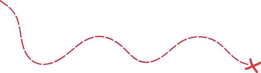 The map is characterized by a dotted line that leads to a prominent red X, signifying the spot where the treasure is buried.