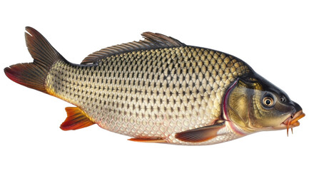 Isolated Large Healthy Carp Fish Swimming in Still Waters for Fresh Dinner or Lake Lunch