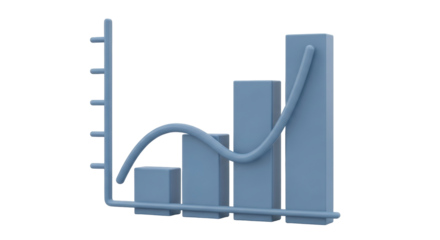 Isolated financial chart rendering, showing business trends growing and expanding upward
