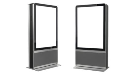 Isolated blank digital signage displays for retail marketing advertising promotion mockups