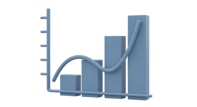 Isolated financial chart rendering, showing business trends growing and expanding upward