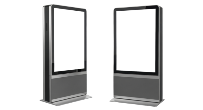 Isolated blank digital signage displays for retail marketing advertising promotion mockups