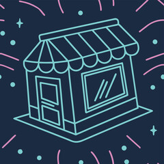 High quality photo of a neon storefront illustration with stars vector