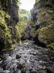 river in canyon in mountains of Iceland