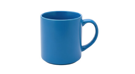 Isolated blue ceramic mug, coffee cup for hot beverage, drinkware without liquid, front view