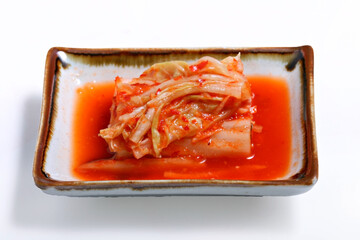 Kimchi cabbage in bowl, Korean homemade fermented side dish food