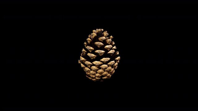 Pine Cone Opening in Time Lapse on a Black Background. Fir Cone Moving Isolated